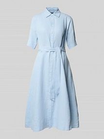 Sukienka koszulowa taliowana z czystego lnu Polo Ralph Lauren niebieska EAN 211969139