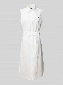 Sukienka koszulowa z wiązanym paskiem model CORY Polo Ralph Lauren biała EAN 211965853