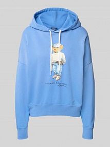 Bluza o kroju relaxed fit z kapturem i obniżonymi ramionami Polo Ralph Lauren niebieska damska EAN 211965110