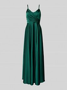 Sukienka wieczorowa z cienkimi ramiączkami i dekoltem w serek Laona zielona EAN 26233-1120