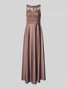Sukienka wieczorowa z satyny z koronką Laona brązowa EAN 24253-1820