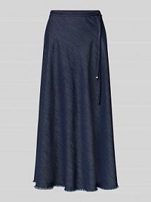 Spódnica midi z frędzlami i wiązanym paskiem LUISA CERANO niebieska EAN 528282 4176