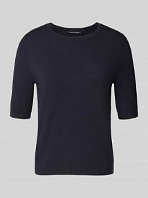 Bluzka z dzianiny z mieszanki wiskozy z okrągłym dekoltem LUISA CERANO granatowa damska EAN 127653 5933