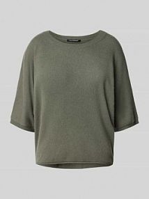 Sweter z dzianiny o luźnym kroju z mieszanki wełny i kaszmiru LUISA CERANO oliwkowy damski EAN 128666 5871