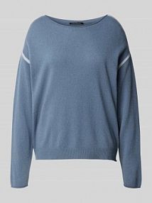 Sweter z dzianiny z mieszanki wełny i kaszmiru z okrągłym dekoltem LUISA CERANO szary damski EAN 128676 5871