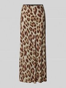Długa spódnica z wiskozy ze zwierzęcym nadrukiem LUISA CERANO brązowa EAN 528289 3770