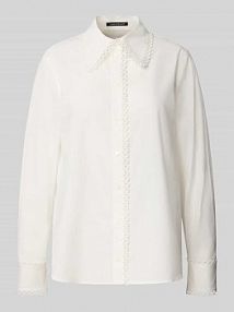 Bluzka o kroju regular fit z koronką szydełkową LUISA CERANO biała damska EAN 228597 3761