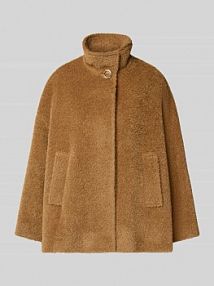Kurtka z mieszanki żywej wełny i wełny z alpaki ze stójką ICONS Cinzia Rocca brązowa damska EAN BR-15-001