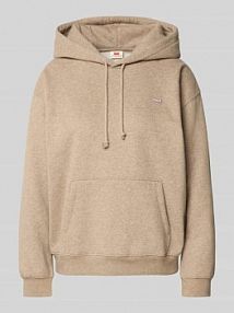 Bluza z kapturem, naszywką z logo i kieszenią kangurką Levis szara damska EAN A59430030