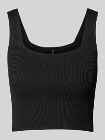 Top o kroju slim fit z prążkowaniem model TATIANNA Only czarny damski EAN 15344407