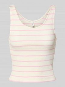 Top o kroju slim fit z prążkowaniem model NESSA Only różowy damski EAN 15293804