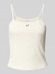 Top na ramiączkach o kroju regular fit z prążkowaniem model LEMONE Only biały damski EAN 15357537