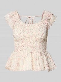 Top szyfonowy o kroju slim fit z marszczonym wykończeniem model ELIZA LIFE Only różowy damski EAN 15353075