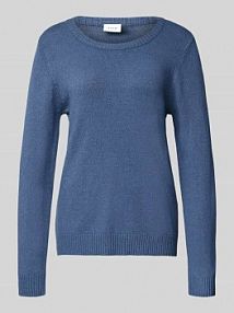 Sweter z dzianiny z prążkowanymi wykończeniami Vila szary damski EAN 14054177