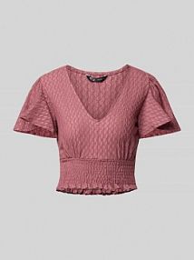 Top krótki o kroju regular fit z marszczonymi detalami model HANNAH Only różowy damski EAN 15254907
