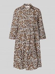 Sukienka koszulowa o długości do kolan z dekoltem w serek i rękawami o dł. 3/4 Christian Berg Woman czarna EAN 560709535