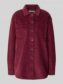 Bluzka koszulowa o kroju regular fit ze sztruksu z kieszeniami na piersi model ALVA Noisy May czerwona damska EAN 27034398