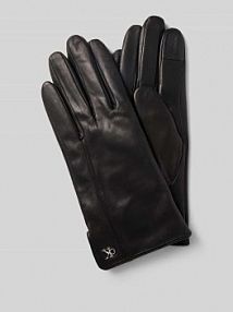 Rękawiczki z imitacji skóry z dodatkiem wełny Calvin Klein czarne EAN LV04F9011G