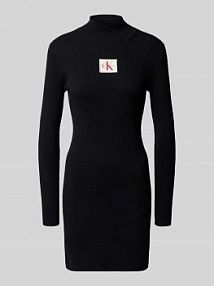 Sukienka mini z naszywką z logo z imitacji dzianiny Calvin Klein Jeans czarna EAN LV047D308G