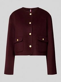 Żakiet krótki o kroju regular fit z mieszanki wełny Tommy Hilfiger czerwony EAN WW0WW47446