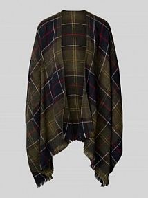 Ponczo ze wzorem w kratę model STAFFEN Barbour oliwkowe EAN LSC0184