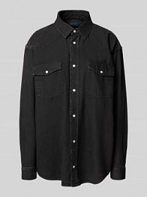 Bluzka koszulowa o kroju regular fit z imitacji jeansu z zapięciem na zatrzask Polo Ralph Lauren czarna EAN 211971225