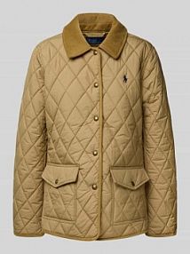 Pikowana kurtka z wykładanym kołnierzem i kieszeniami z patką Polo Ralph Lauren oliwkowa damska EAN 211965336