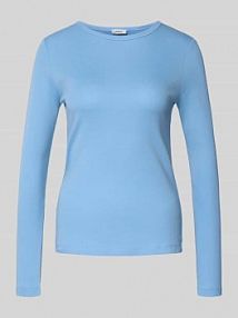 Bluzka z długim rękawem o kroju slim z czystej bawełny s.Oliver RED LABEL niebieska damska EAN 2130091