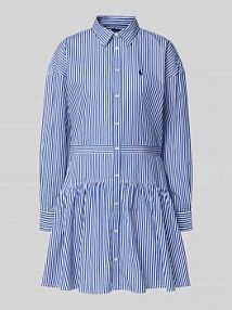 Sukienka koszulowa o długości mini z wyhaftowanym logo Polo Ralph Lauren niebieska EAN 211972052