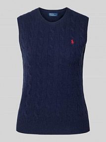 Top z dzianiny z mieszanki bawełny i kaszmiru Polo Ralph Lauren granatowy damski EAN 211972134