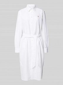 Sukienka koszulowa z wiązanym paskiem i wyhaftowanym logo Polo Ralph Lauren biała EAN 211928804