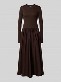 Sukienka midi z okrągłym dekoltem Polo Ralph Lauren brązowa EAN 211A94486