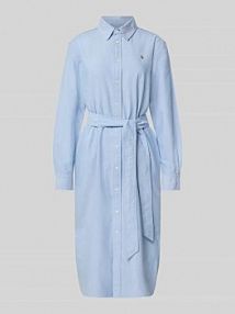 Sukienka koszulowa z wiązanym paskiem i wyhaftowanym logo Polo Ralph Lauren niebieska EAN 211928804