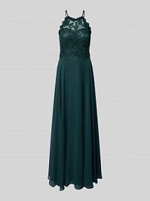 Sukienka wieczorowa z koronką i wycięciem z tyłu V.M. zielona EAN 2824825