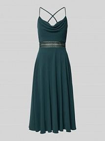 Sukienka koktajlowa o długości do kolan z lejącym dekoltem V.M. zielona EAN 2814825