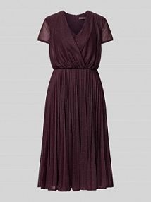 Sukienka koktajlowa z dekoltem w serek i plisami Vera Mont czerwona EAN 51164112