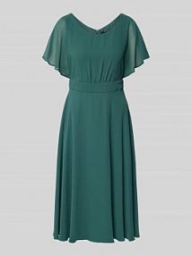 Sukienka koktajlowa o długości do kolan z okrągłym dekoltem Vera Mont zielona EAN 3354825