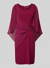 Sukienka koktajlowa o długości do kolan z marszczeniem Vera Mont czerwona EAN 3324835