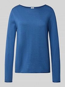 Sweter z dzianiny o kroju regular fit z mieszanki bawełny i wiskozy s.Oliver RED LABEL niebieski damski EAN 2168768