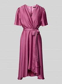 Sukienka koktajlowa z wiązanym paskiem Swing różowa EAN 5AJ04000