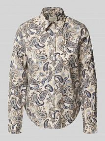 Bluzka koszulowa o kroju regular fit z nadrukiem paisley na całej powierzchni model Voile Gant beżowa damska EAN 4300599
