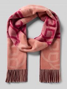Szal z wełny z frędzlami model MONOGRAM WOOL SCARF Gant czerwony damski EAN 4920256