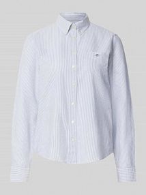 Bluzka koszulowa z kołnierzykiem typu button down i sportowymi mankietami Gant zielona damska EAN 4300502