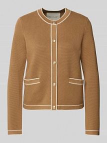 Kardigan z dzianiny z wpuszczanymi kieszeniami Gant beżowy EAN 4805368