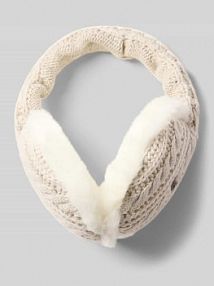 Nauszniki ze ściegiem warkoczowym model Monique Barts białe EAN 462