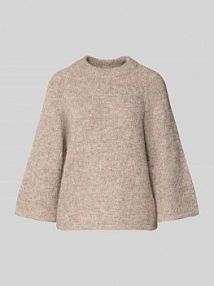 Sweter z dzianiny z prążkowanymi wykończeniami FREE/QUENT beżowy damski EAN 205507