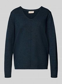 Sweter z dzianiny ze szwem działowym model Claura FREE/QUENT granatowy damski EAN 122004