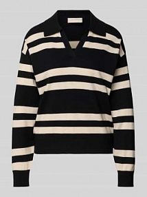 Sweter z dzianiny z wykładanym kołnierzem model FLOW FREE/QUENT czarny damski EAN 206651