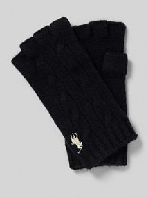 Rękawiczki bez palców z mieszanki wełny i kaszmiru Polo Ralph Lauren czarne damskie EAN 455981441