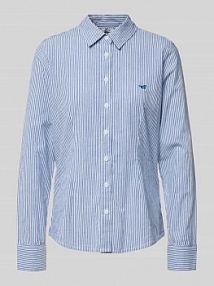 Bluzka koszulowa z wyhaftowanym logo i mankietami sportowymi mustang niebieska damska EAN 1016725